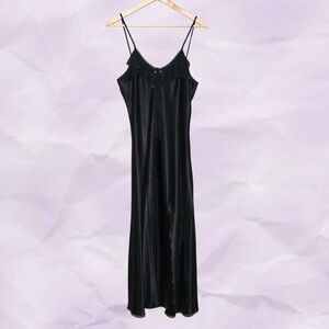 Elegant Black Satin Slip Dress